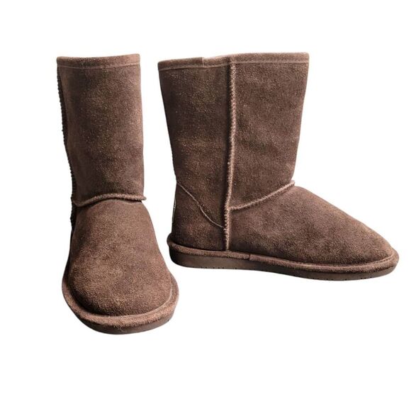 Bearpaw Brown Suede Leather Sheepskin Wool Lining Emma Short Winter Boots - Picture 13 of 13